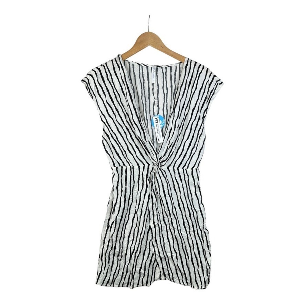 New Cupshe Eva Wave Striped V-neck Dress size Small White/Black